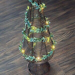 Rustic Christmas Decor Iron Tree with Garland Lights